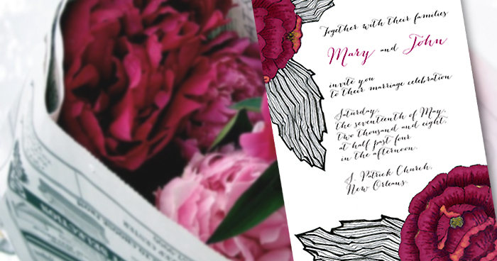 partecipazioni illustrate - red peony